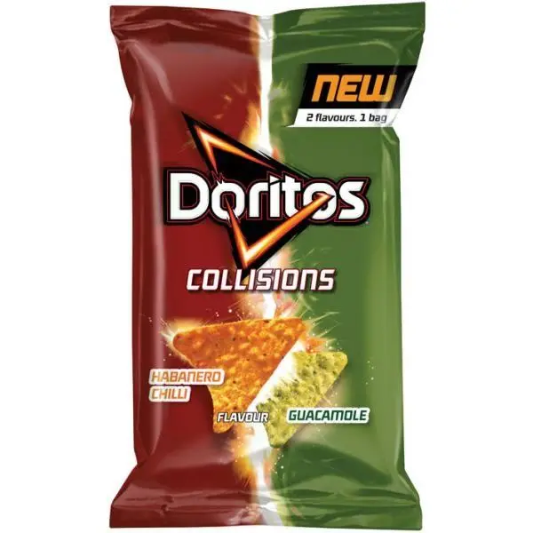 Doritos Collisions Habanero Chilli und Guacamole, Käse-Nachos mit Habanero und Guacamole 162g