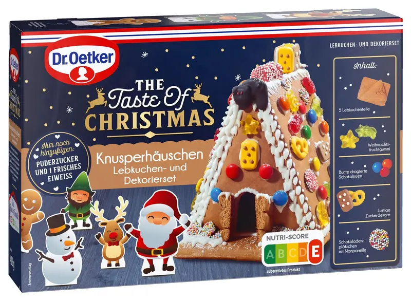 Dr.Oetker Knusper-Häuschen, Lebkuchenhaus Dekorierset zum Basteln, Knusperhaus für die Weihnachtszeit - 403g
