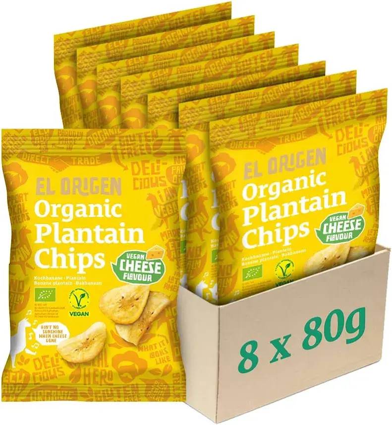 el origen Kochbananen Chips Cheese Flavour - Bio & Vegan, 8x80g