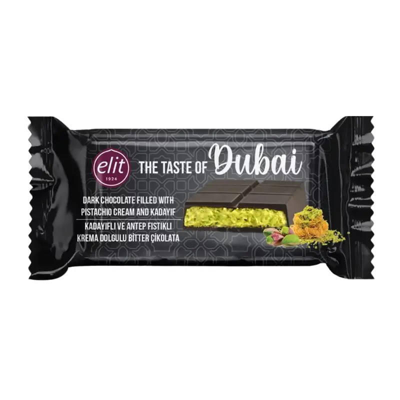 Elit Dark Dubai Chocolate, dunkle Schokoladentafel mit Pistaziencreme und Kadayif, 90g