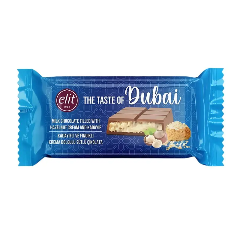 Elit Haselnuss Dubai Schokolade, Milchschokoladenriegel mit Haselnusscreme und Kadayif, 90g