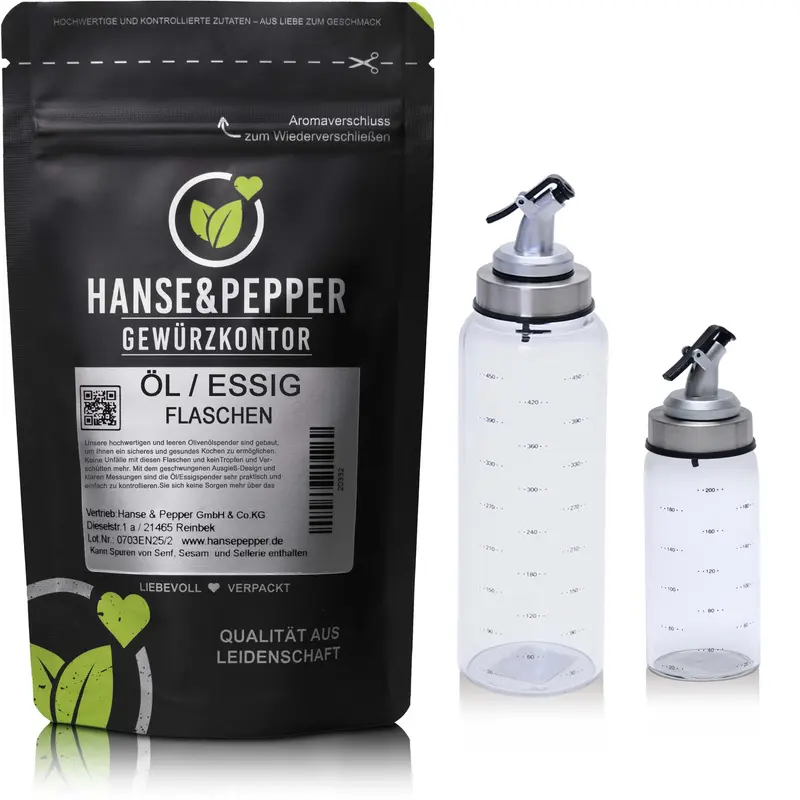 Essig Ölspender Flaschen 2er Set in 200ml und 500ml
