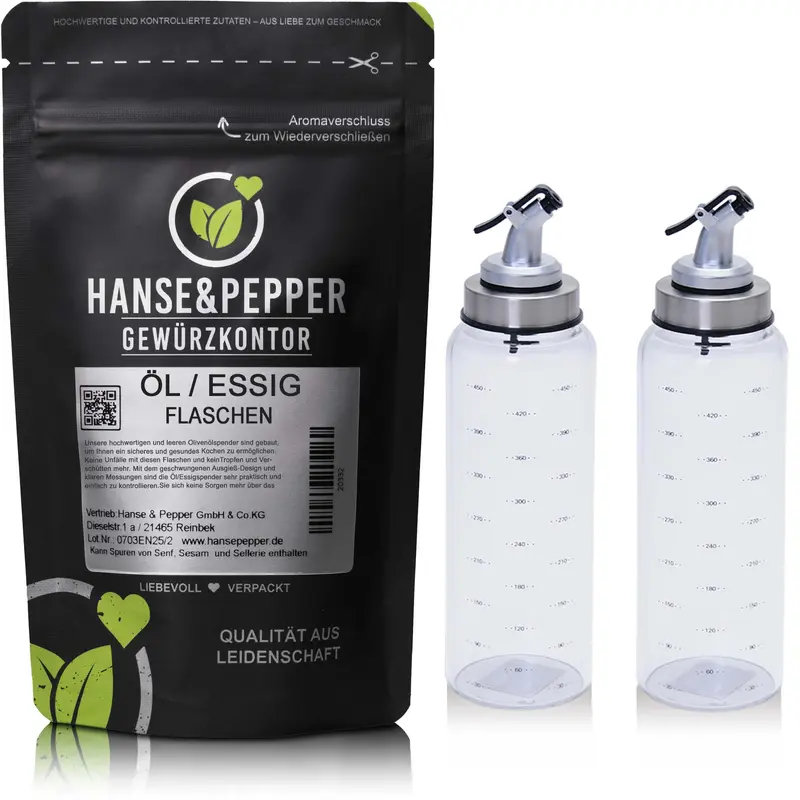 Essig Ölspender Flaschen Set 2er Pack - 500ml