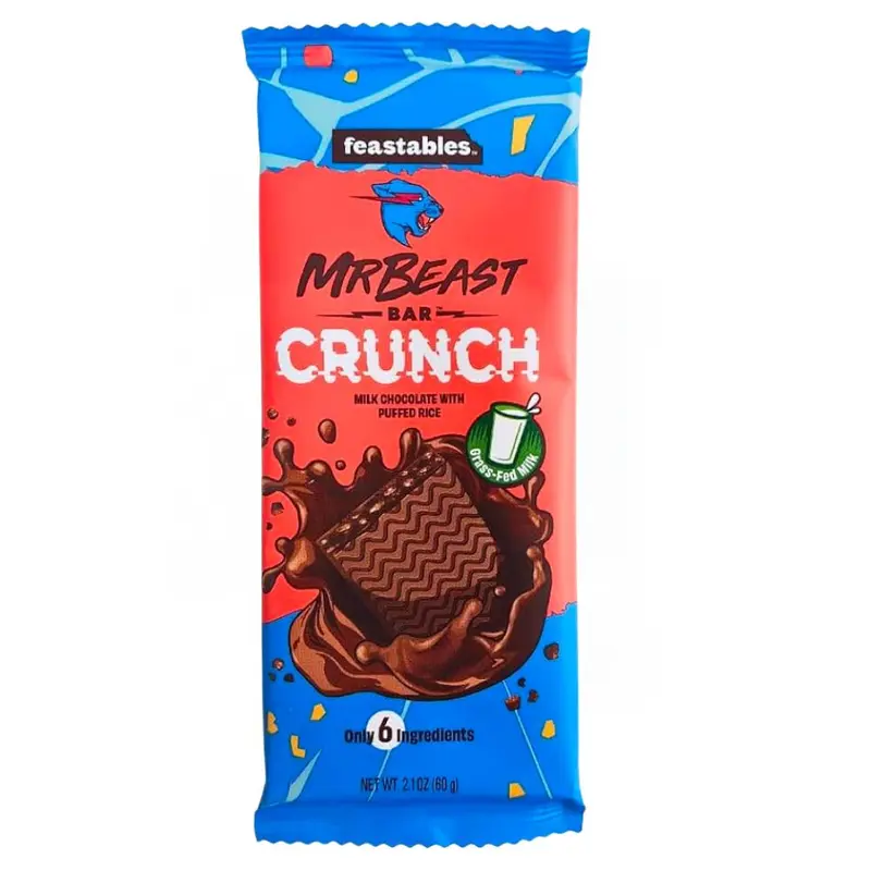 Feastables Mr Beast Bar Crunch, Schokoriegel von Mr Beast mit Puffreis, 60g