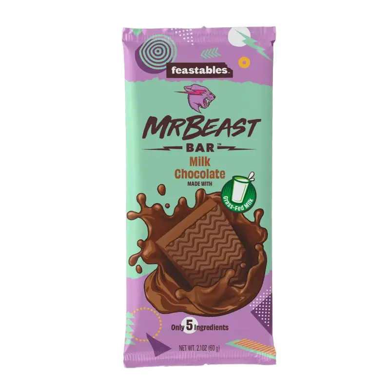 Feastables Mr Beast Bar Milchschokolade, Mr Beast Milchschokoladenriegel 60g