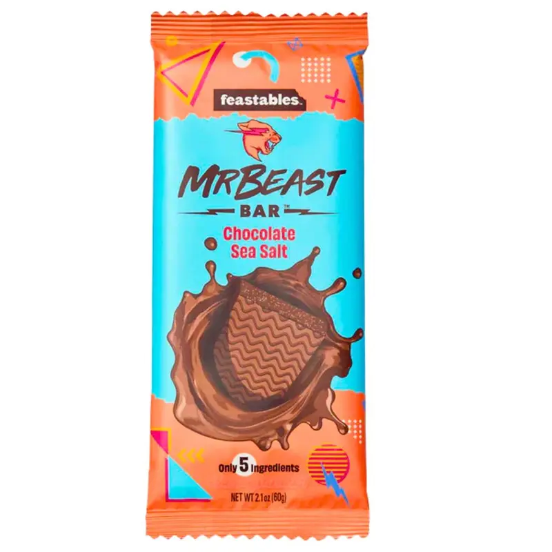 Feastables Mr Beast Chocolate Sea Salt, Mr Beast Schokoladenriegel mit Meersalz 60g