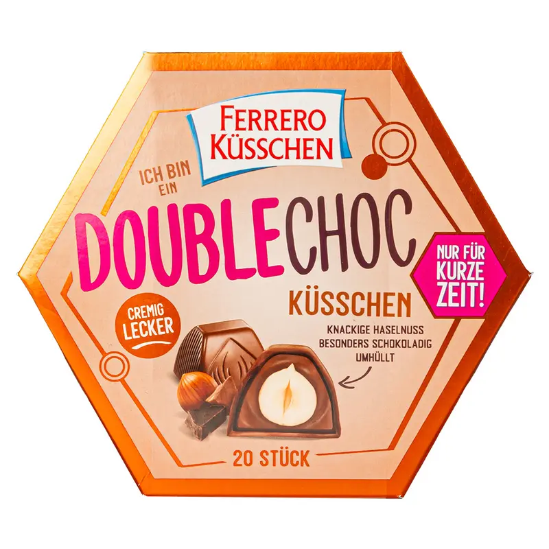 Ferrero Küsschen Double Choc, Pralinen gefüllt mit Milchcreme und Haselnüssen, 190g