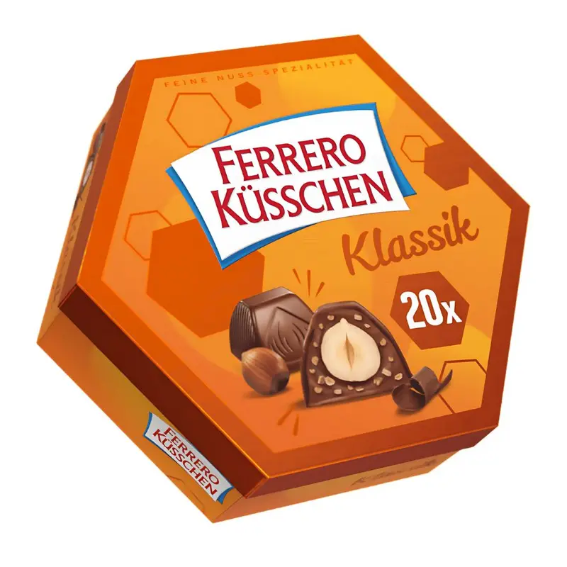 Ferrero Küsschen Klassik, Zartbitterschokolade und Milchschokolade mit Haselnuss-Pralinen 178g