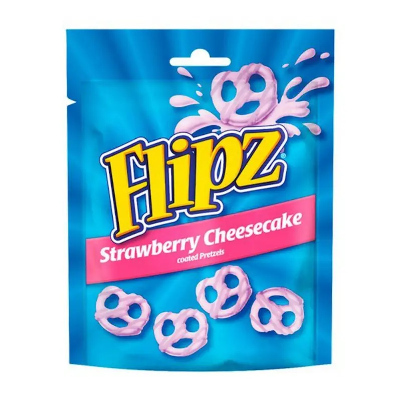 Flipz Strawberry Cheescake Coated Pretzel, mit Erdbeer-Cheesecake-Creme überzogene Brezeln, 90g