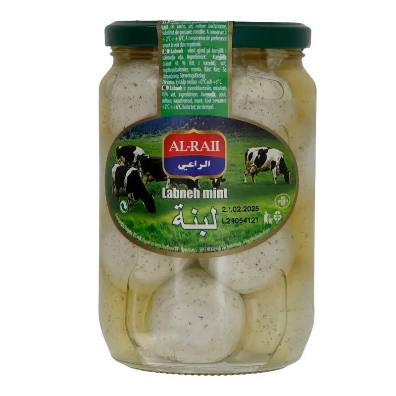 Frischkäse Al-Raii Labneh Mint | Orientalisch, in Öl mit Minze | 675 g