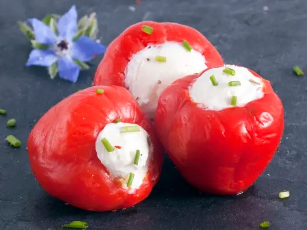 Fruchtig süße Kirschpaprikas gefüllt mit Frischkäse