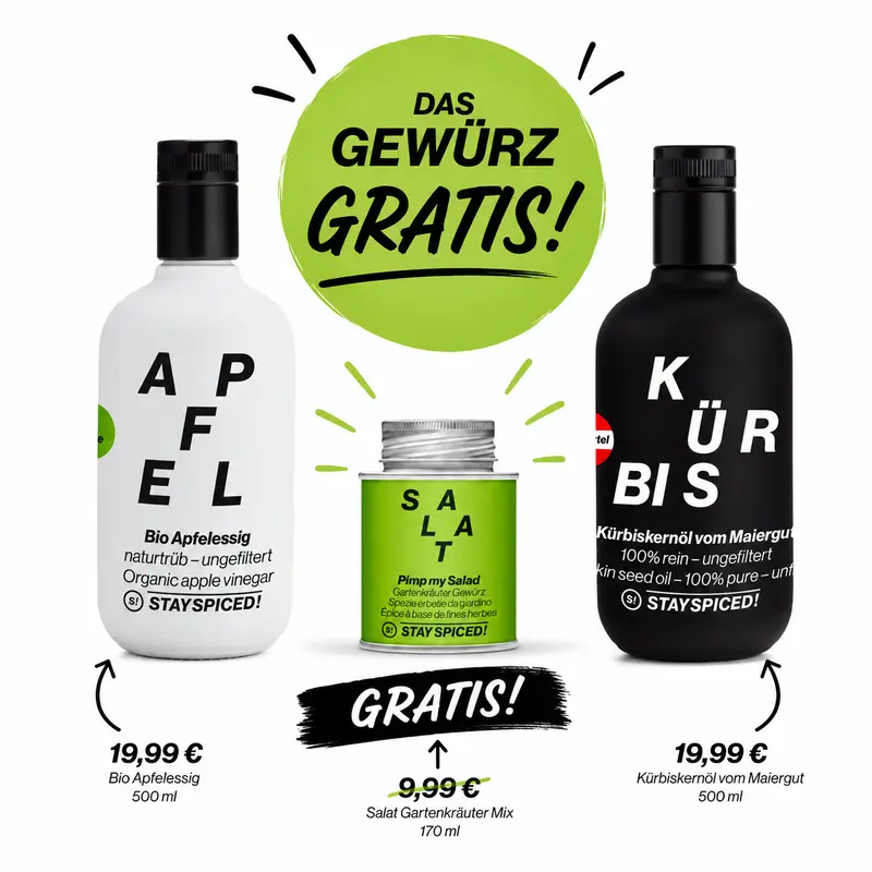 Genuss BUNDLE  | Kürbiskernöl, Apfelessig + 1 Gartenkräuter Gewürz