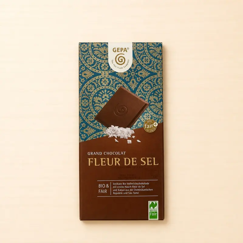 GEPA Fleur de Sel - Bio Vollmilchschokolade mit Pyramidensalz, 100g
