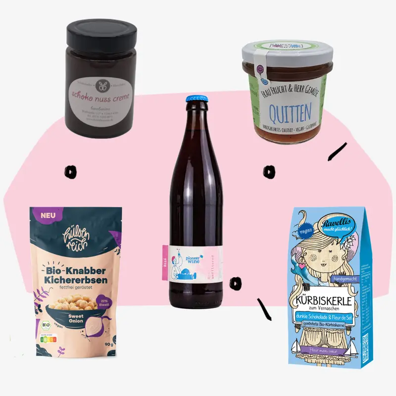 Geschenkbox vegan - leckerste vegane Delikatessen & Alkohol