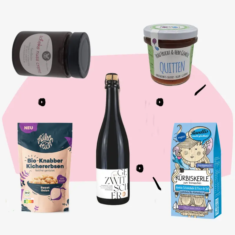 Geschenkbox vegan - leckerste vegane Delikatessen ganz ohne Alkohol
