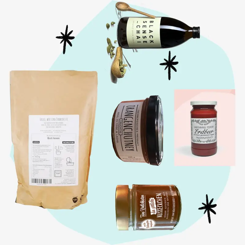 Geschenkbox vegan - vegane Delikatessen zum Frühstück
