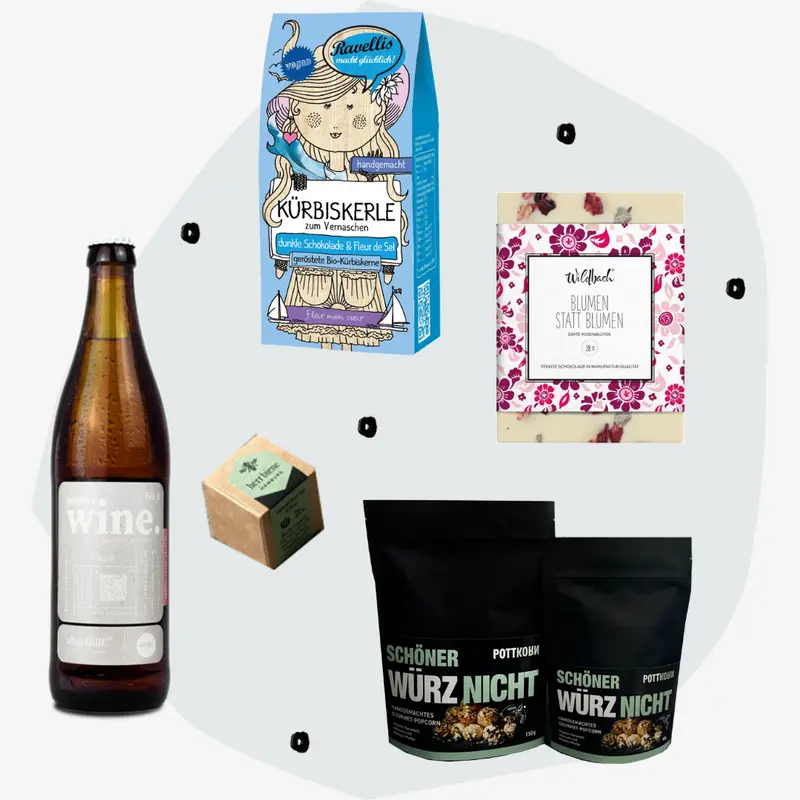 Geschenkbox zum Jubiläum - Wein und Blumen