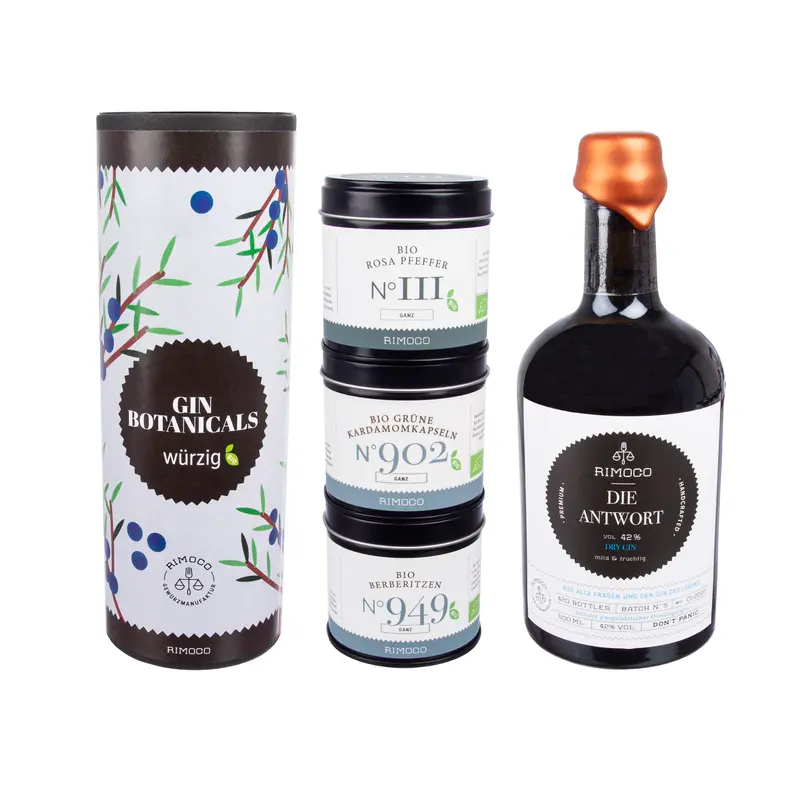 Geschenkset mit Gin und Botanicals würzig