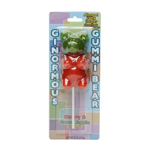 Ginormous Gummi Bear am Stiel, riesiger Gummibär mit Apfel- und Kirschgeschmack, 227g