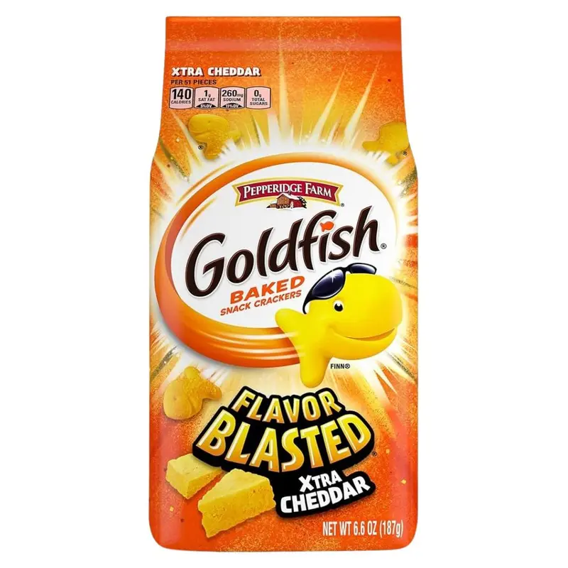 Goldfish Cracker Extra Cheddar, 187g Packung mit Extra Cheddar Crackern