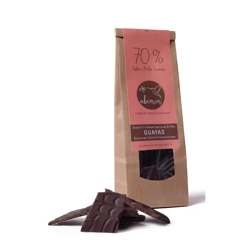 Gourmet Vollmilchschokolade 70% Kakao Nacional Arriba GUAYAS | OHNE Zuckerzusatz