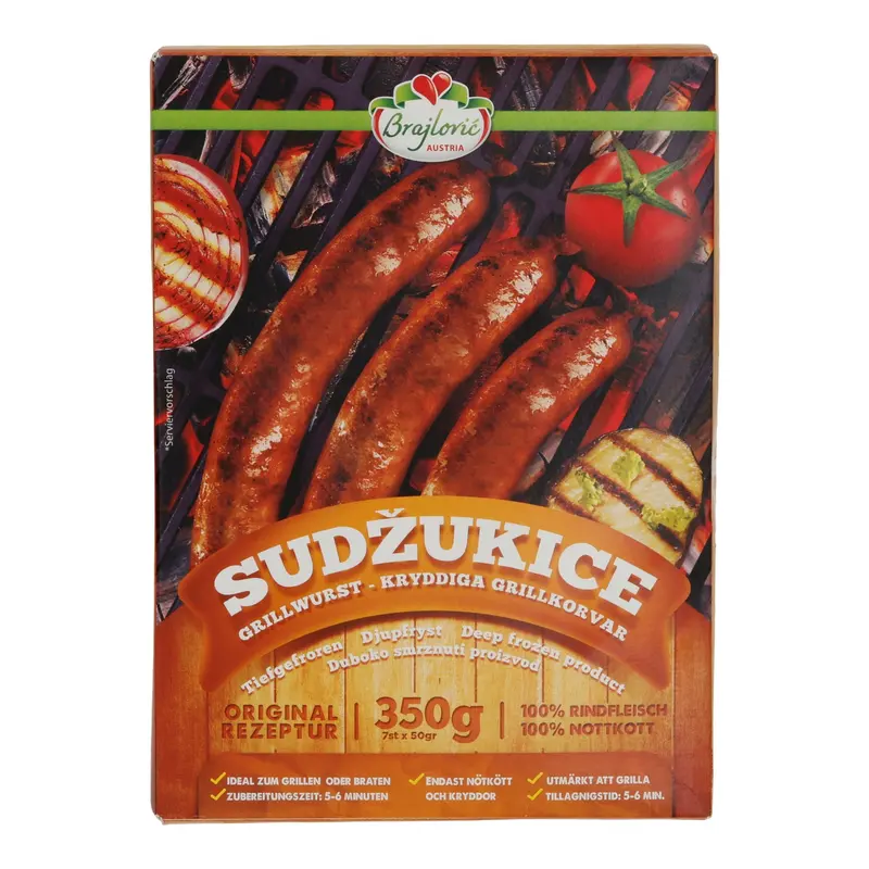 Grillwurst Brajlović | Sudžukice | Pikant, Rindfleisch, tiefgefroren | 350 g