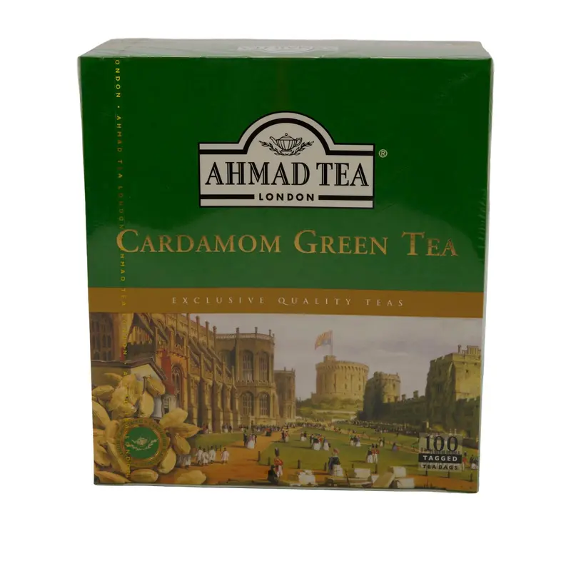 Grüntee Ahmad Tea | Cardamom Green Tea | Würzig-aromatisch mit Kardamom | 100 Teebeutel | 200g