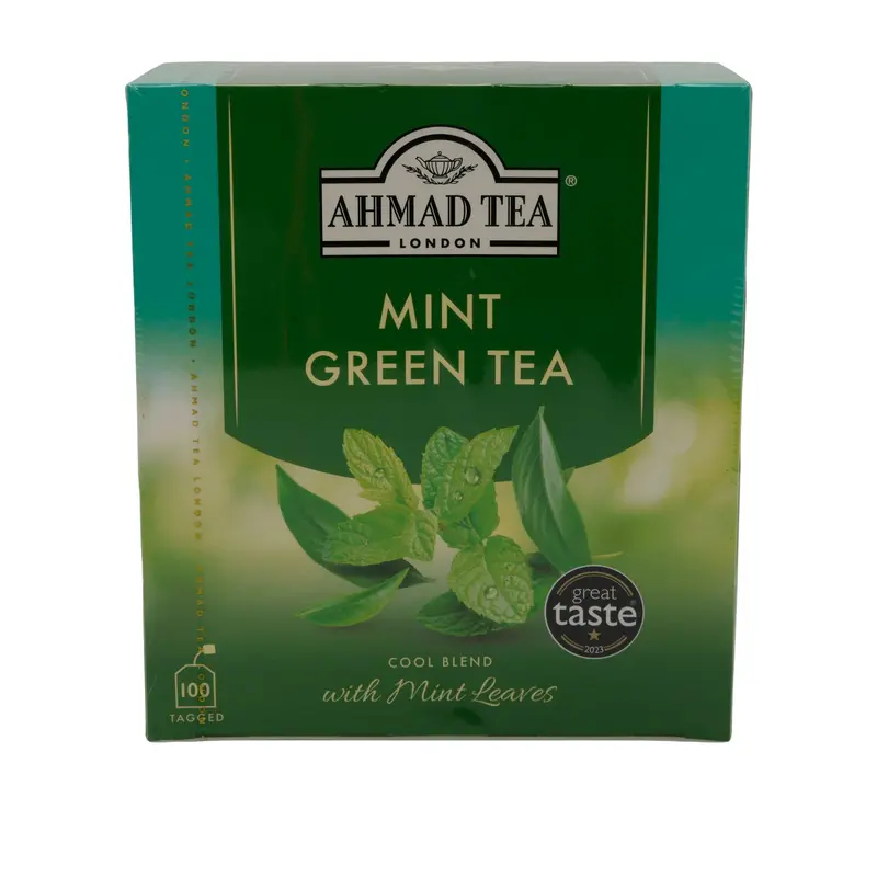 Grüntee Ahmad Tea | Mint Green Tea | Mit Minzblättern | 100 Teebeutel | Frisch & Aromatisch