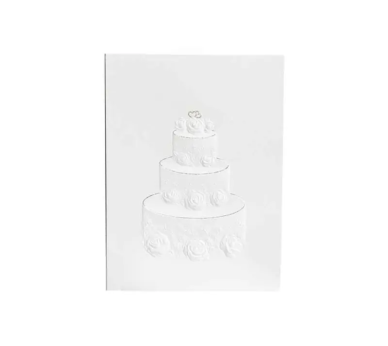 Grußkarte zur Hochzeit mit weißer Hochzeitstorte von Paula Skene
