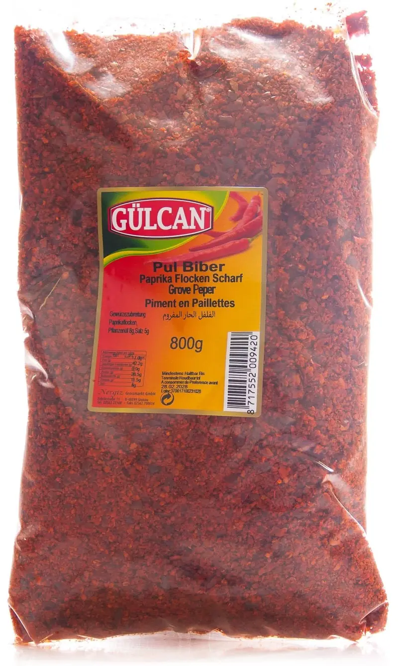 Gülcan Pul Biber Paprikapulver Paprikaflocken Scharf XL Beutel 800g