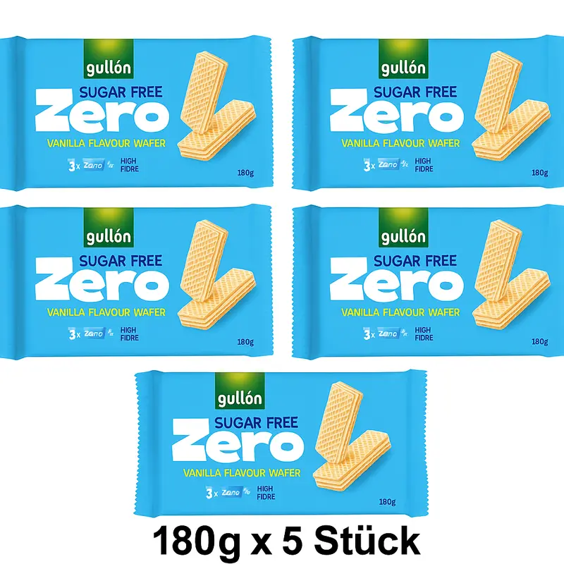 Gullon Sugar Free Vanilla Wafer 5 x 180g