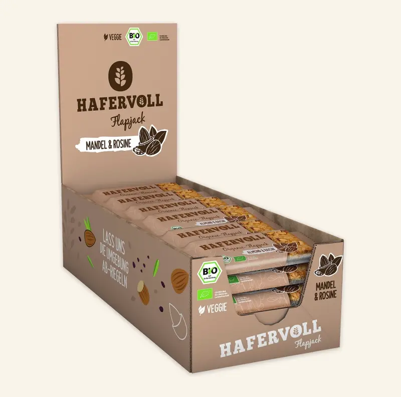 Hafervoll Almond & Raisin Flapjack - Bio & Palmölfrei, 18x60g