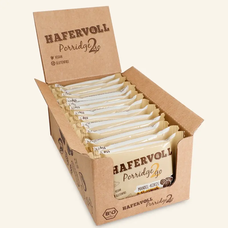 Hafervoll Porridge2Go Mandel - Bio & Vegan, 13x55g