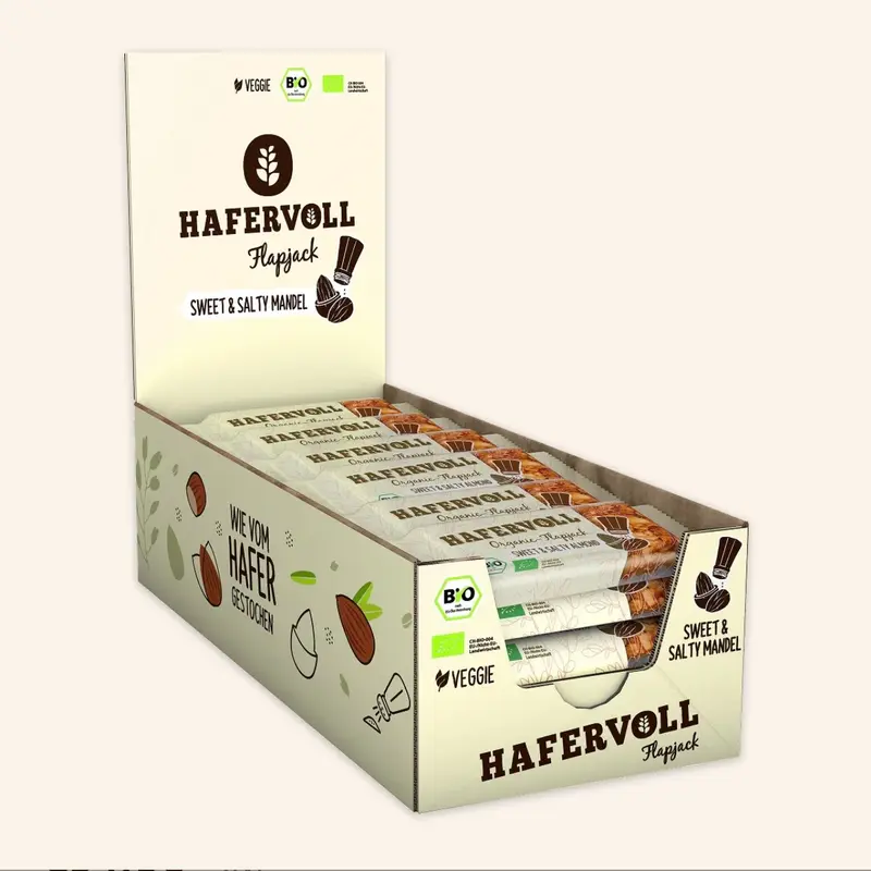 Hafervoll Sweet & Salty Almond Flapjack - Bio & Palmölfrei, 18x60g