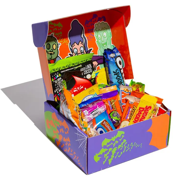 Halloween Box, box zum Thema Halloween aus 20 süßen und herzhaften Produkten