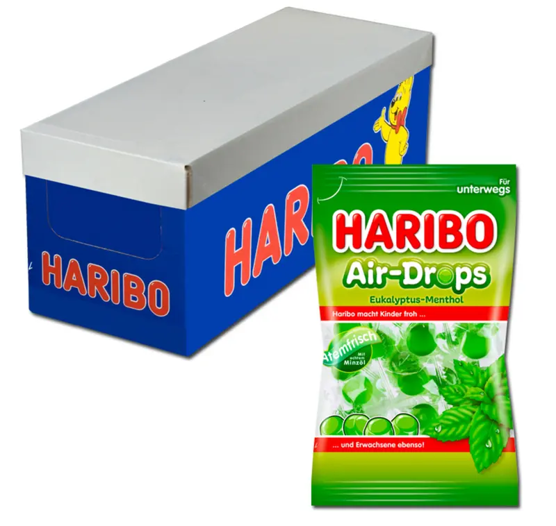Haribo Air-Drops Eukalyptus-Menthol Vorratsbox 12 x 100g