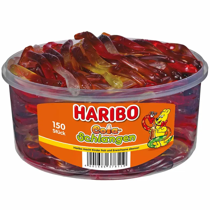 Haribo Cola-Schlangen Runddose 150 Stück