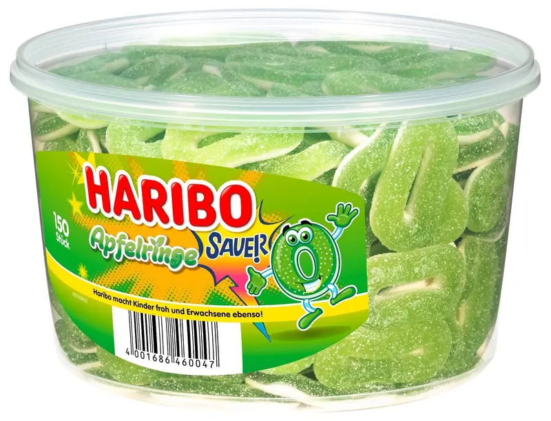 Haribo Saure Apfelringe  Runddose 150 Stück