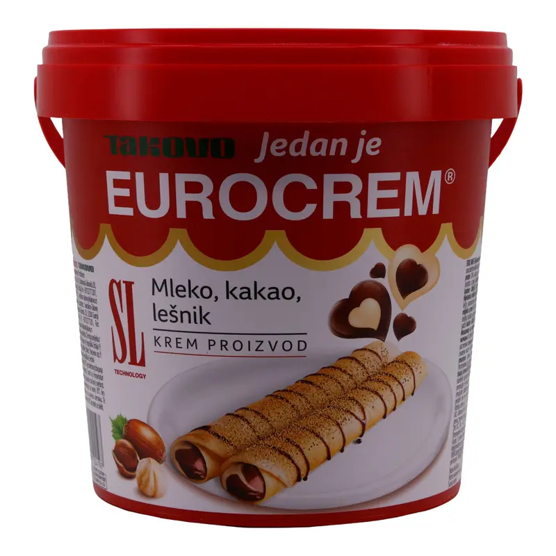 Haselnuss-Kakaocreme | Eurocrem | Zweifarbig, praktischer Eimer | 1 kg