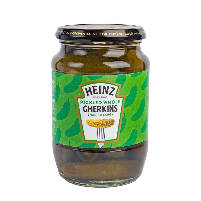 Heinz Eingelegte Ganze Gewürzgurken Scharf & Würzig, Essiggurken im Glas 710g