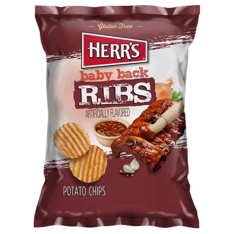 Herr's Baby Back Ribs Kartoffelchips, 170g Packung Chips