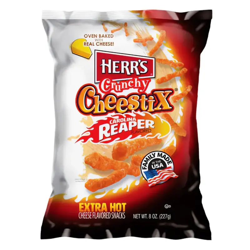 Herr's Crunchy Cheestix Carolina Reaper Flavored, würzige Käsechips von 227g