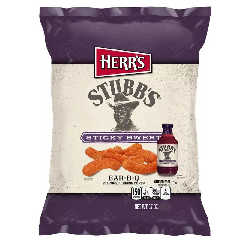 Herr's Stubb's Sticky Sweet BBQ Curl, Stubb's süße BBQ-Sauce Chips 170,1g