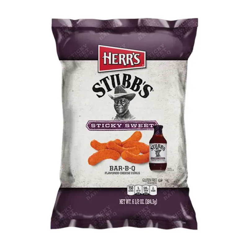 Herr's Stubb's Sticky Sweet BBQ Curl, Stubb's süße BBQ-Sauce Chips 184g