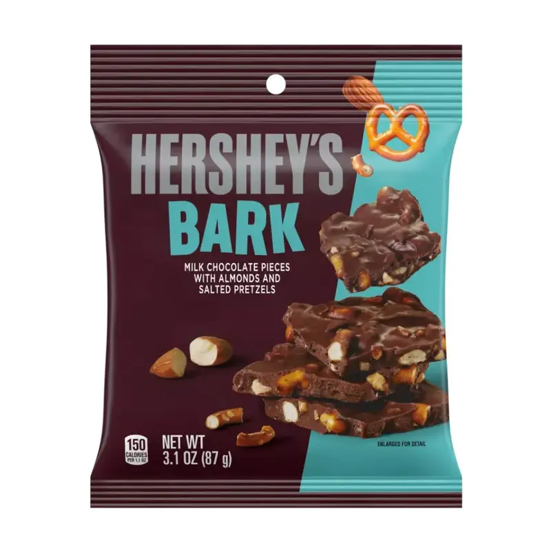 Hershey's Bark, Milchschokolade mit Mandelstückchen und gesalzenen Brezeln, 87 g
