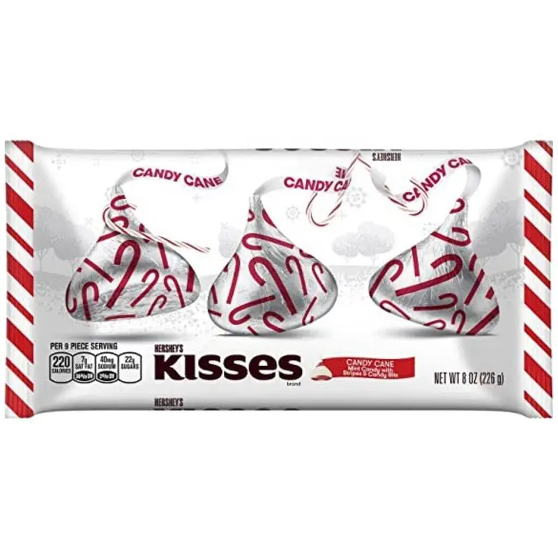 Hershey's Candy Cane Kisses, Schokoladen mit Minzgeschmack, 226g
