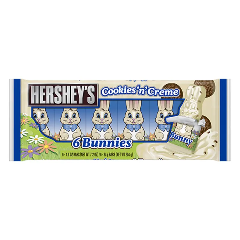 Hershey's Cookies'n' Creme Bunny, 6 weiße Schokoladenhäschen mit Keksstückchen à 204g