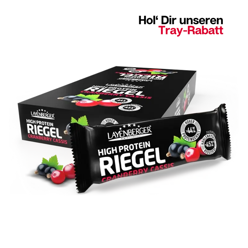 HIGH PROTEIN RIEGEL Cranberry-Cassis 18er Karton