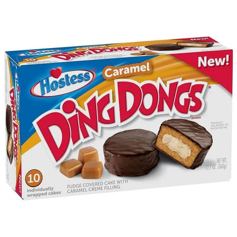 Hostess Ding Dong Caramel, Schokoladenkuchen mit Karamellcreme im 10er-Pack
