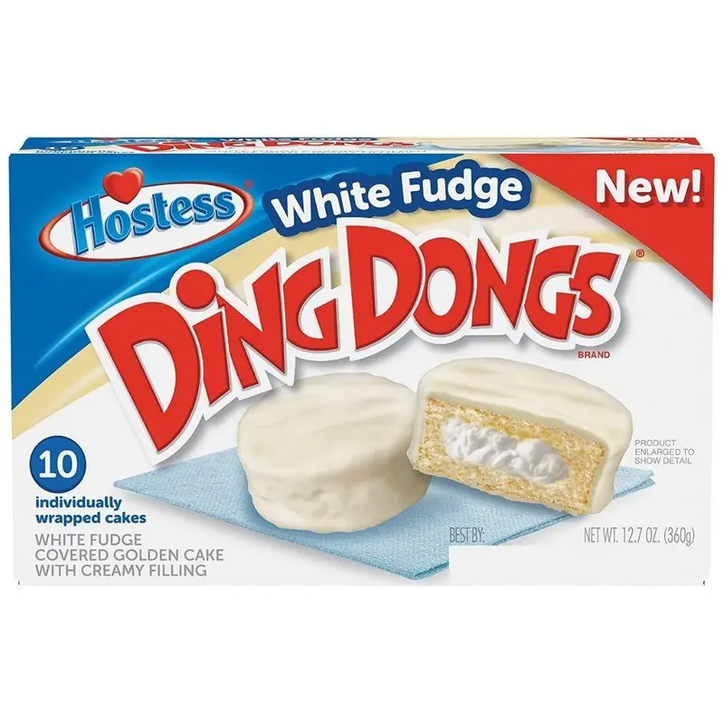 Hostess Ding Dong White Fudge, Weißschokoladenkuchen mit Vanillecreme im 10er-Pack
